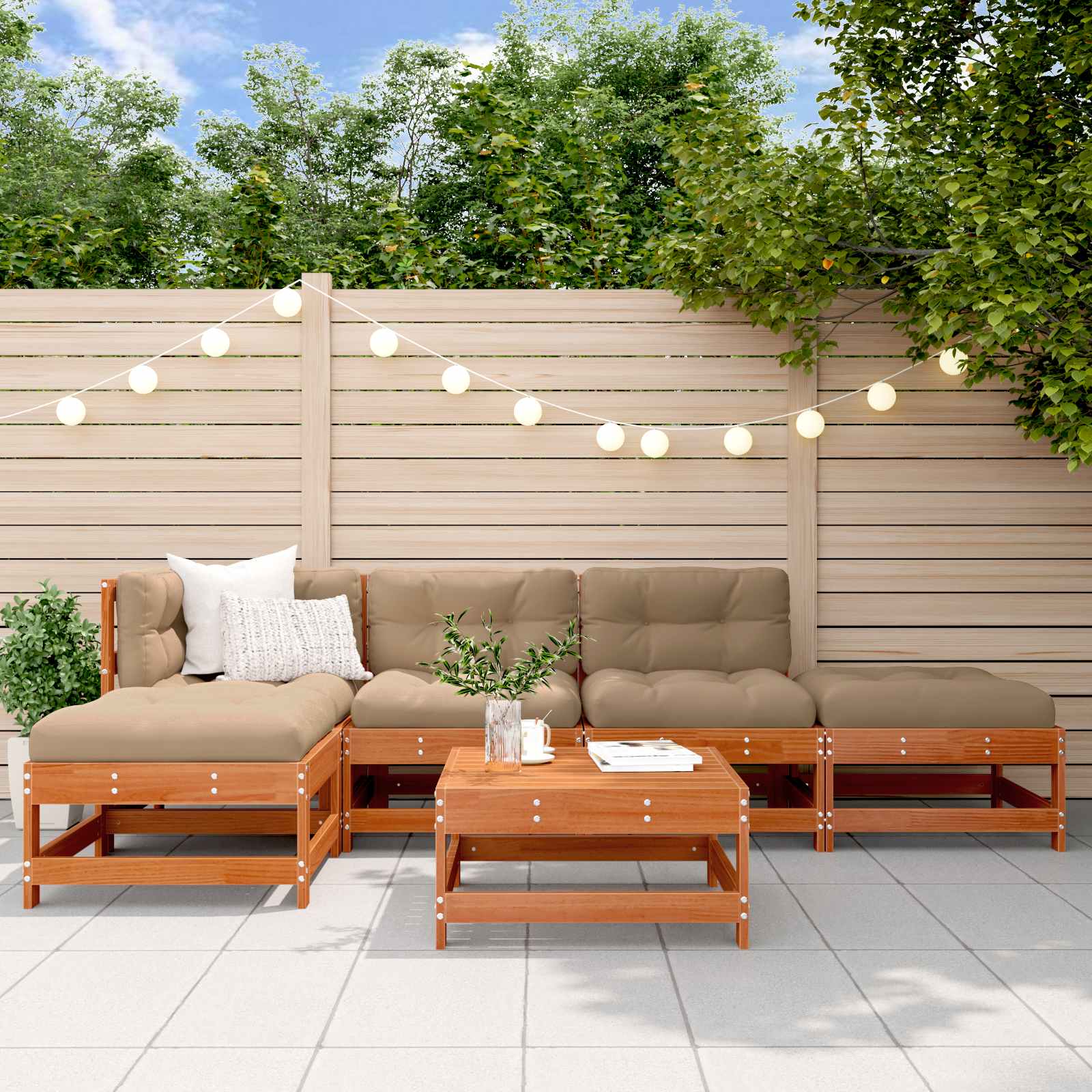 Set lounge namještaja za vrt 5 pcs Bakarno smeđa bor