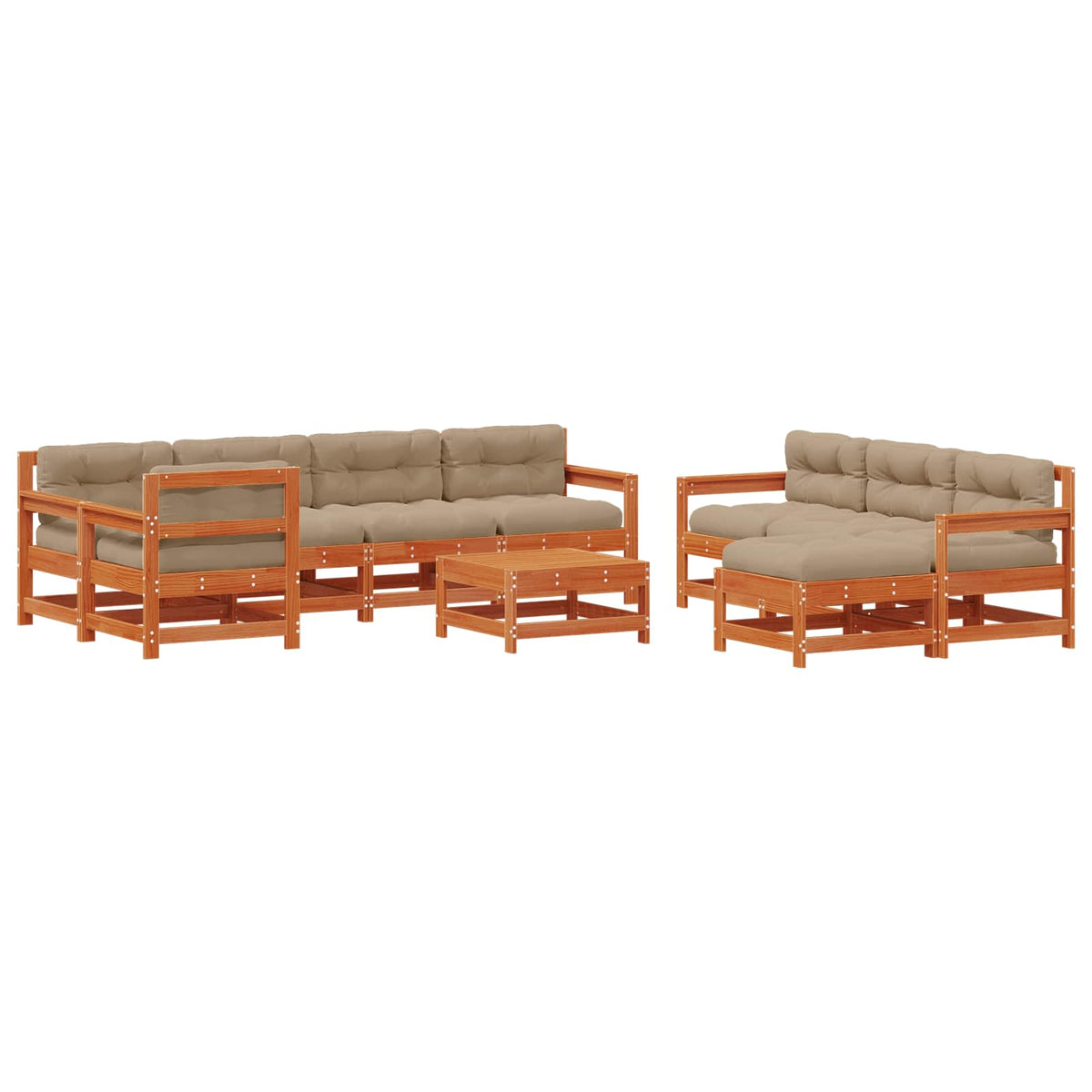Set lounge namještaja za vrt 10 pcs Bakarno smeđa bor