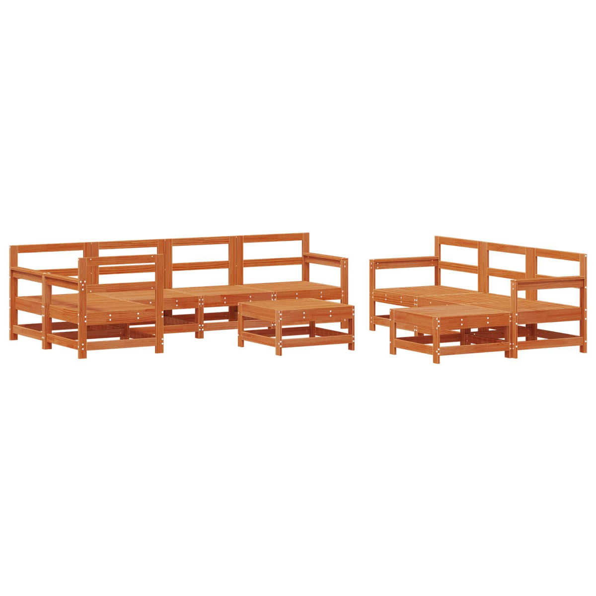 Set lounge namještaja za vrt 10 pcs Bakarno smeđa bor