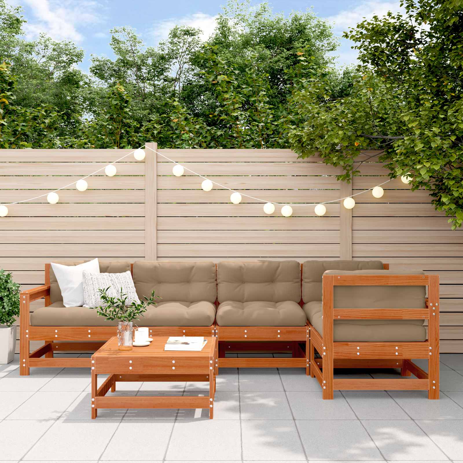 Set lounge namještaja za vrt 7 pcs Vosak Smeđa Masivna borovina