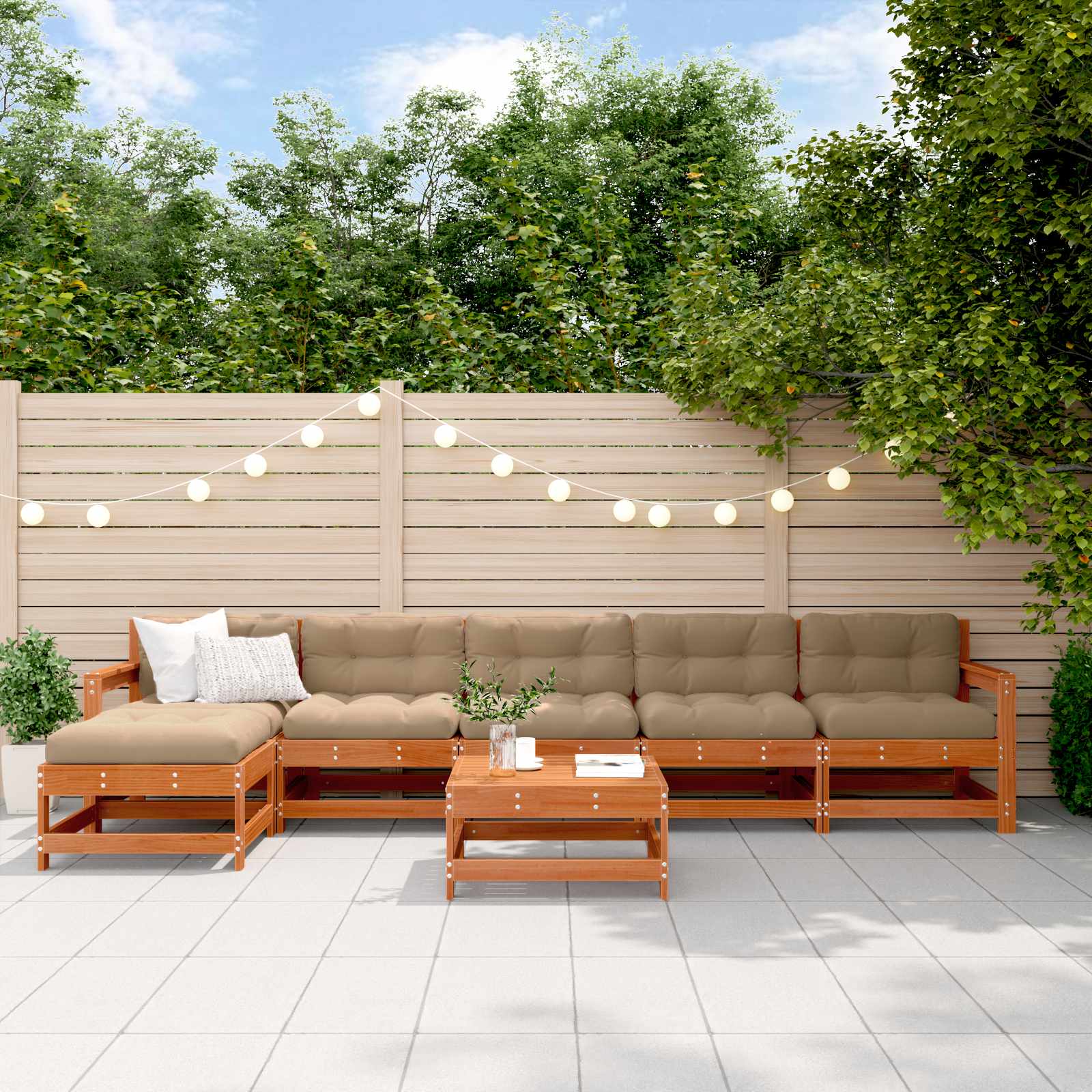 Set lounge namještaja za vrt 6 pcs Vosak Smeđa Masivna borovina