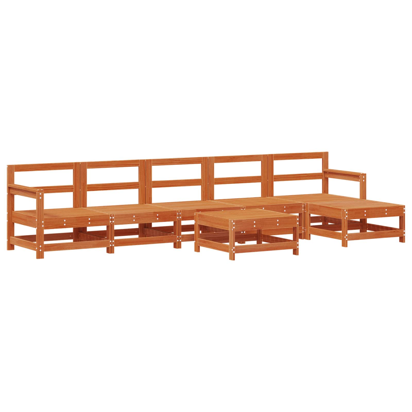 Set lounge namještaja za vrt 6 pcs Vosak Smeđa Masivna borovina