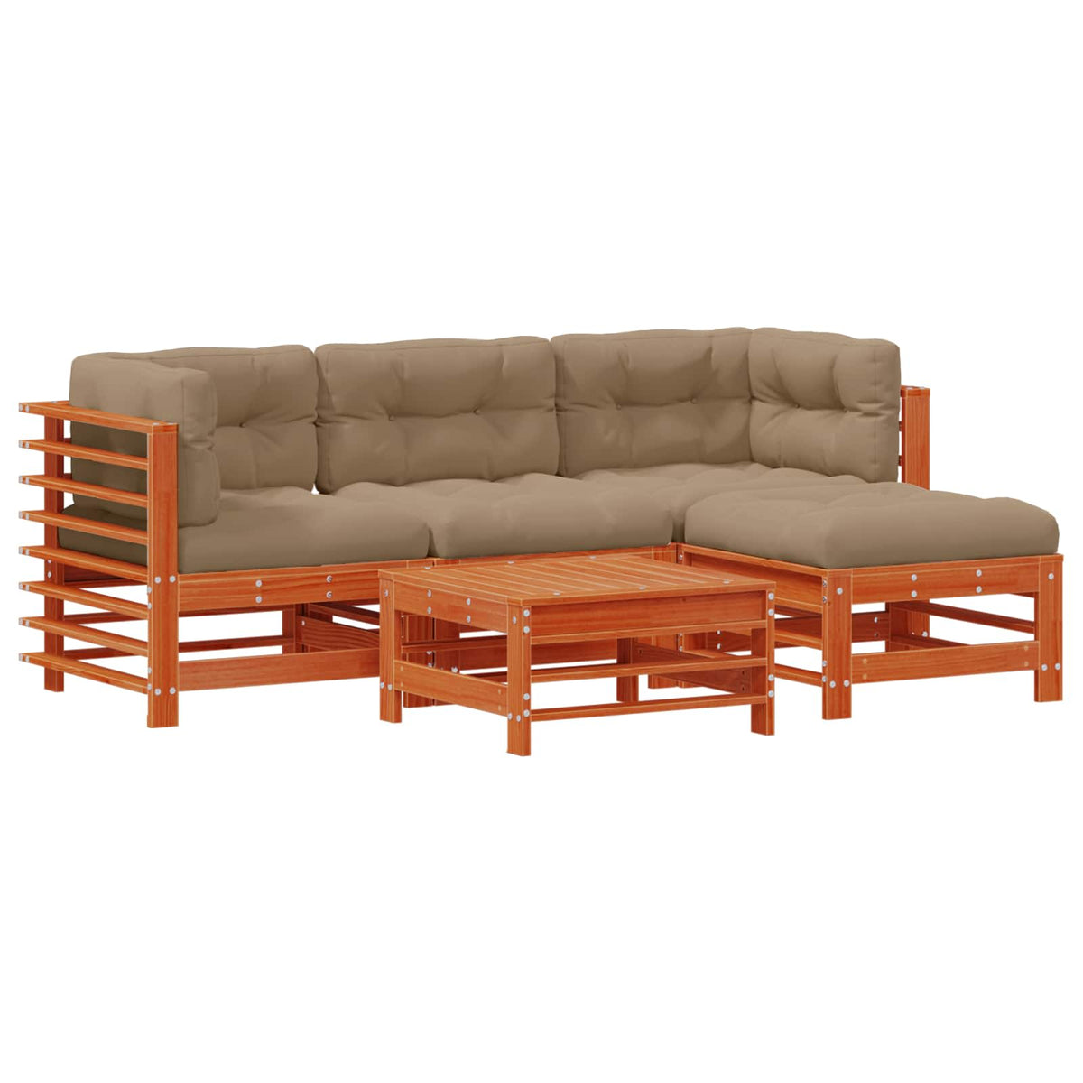 Set lounge namještaja za vrt 5 kom. Voštanosmeđa 184,5 x 121 x 60 cm