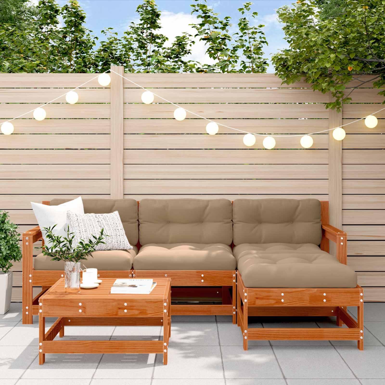 Set lounge namještaja za vrt 5 pcs Bakarno smeđa bor