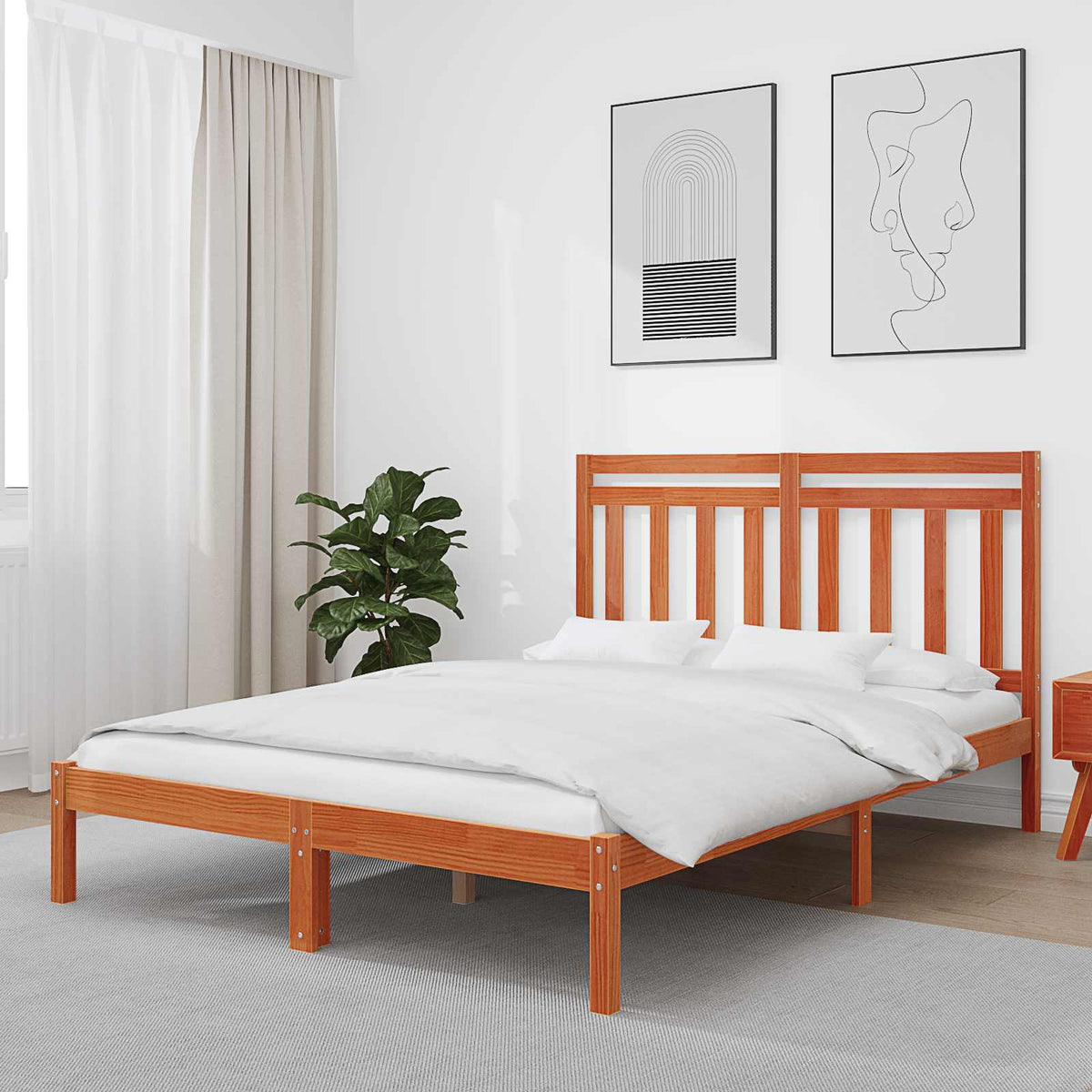 Krevetna konstrukcija Vosak smeđa 205,5 x 145,5 x 100 cm