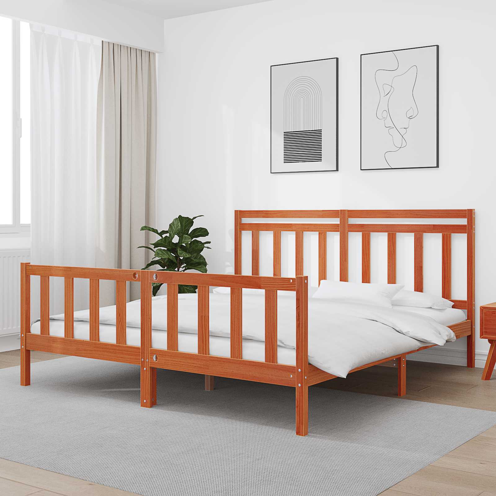Krevetna konstrukcija 2 pcs Vosak smeđa 205,5 x 185,5 x 100 cm