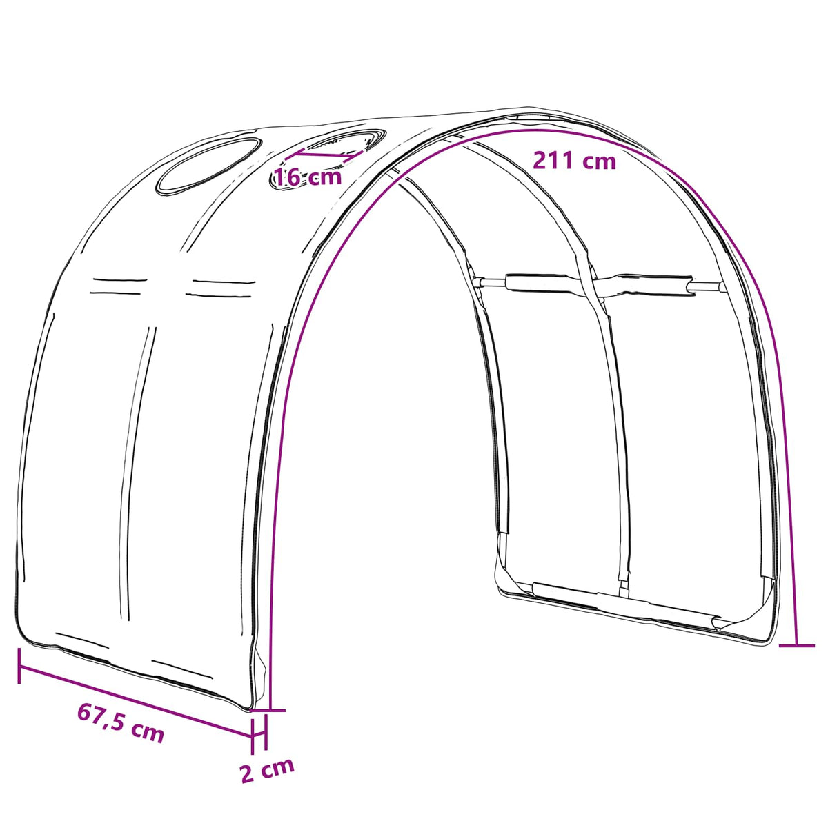 Tunis za krevet 2 pcs Crna 211 x 67.5 x 2 cm Poliester