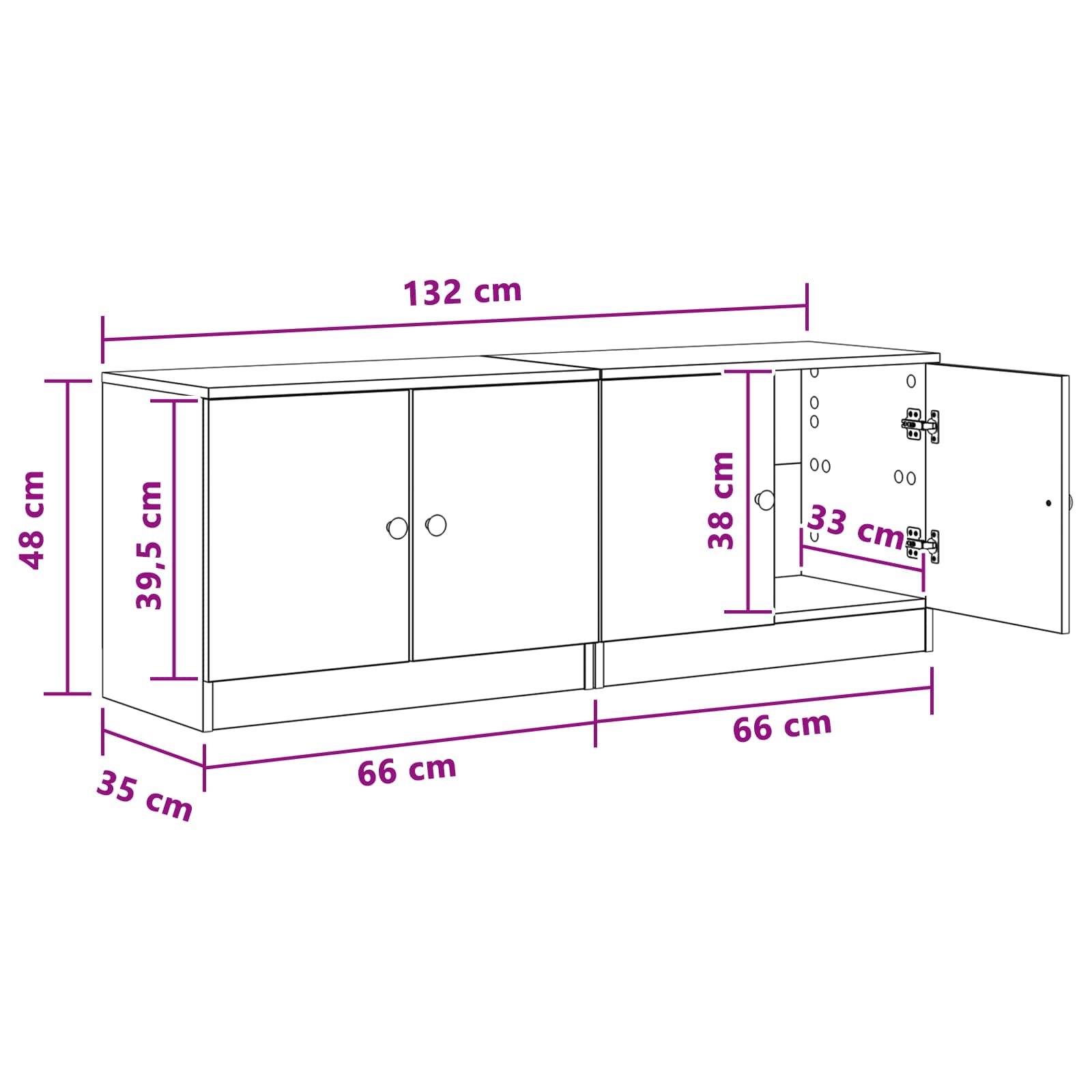 Ormarić za krevet s vratima 2 pcs Betonska siva 66 x 35 x 48 cm