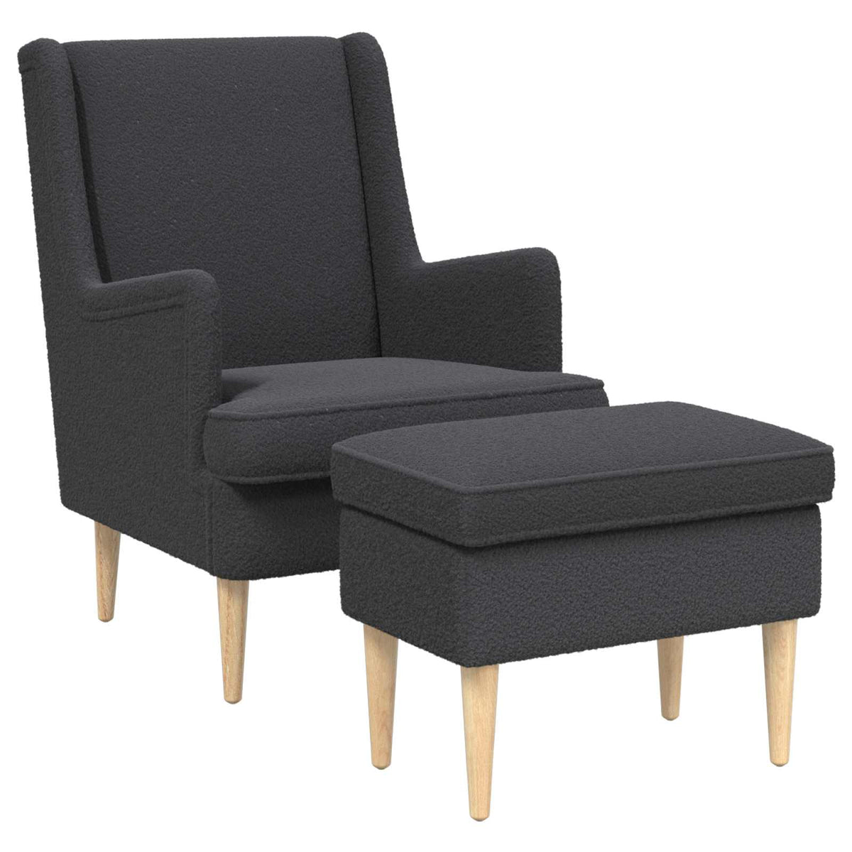 Fotelja s footstoolom 2 kom. Tamnosiva Bouclé 79 x 79 x 87,5 cm