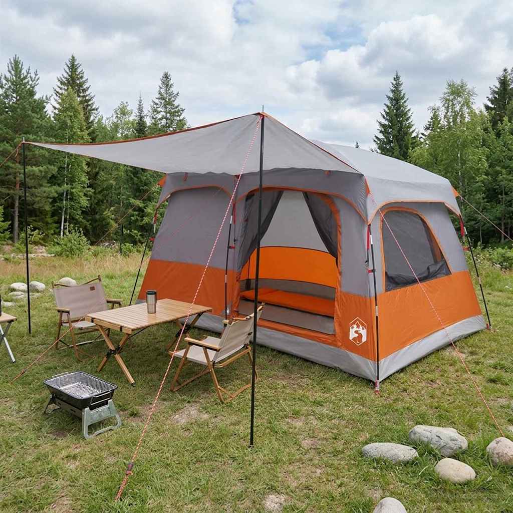 Obiteljski šator Siva i narančasta 320 x 210 x 180 cm Poliester