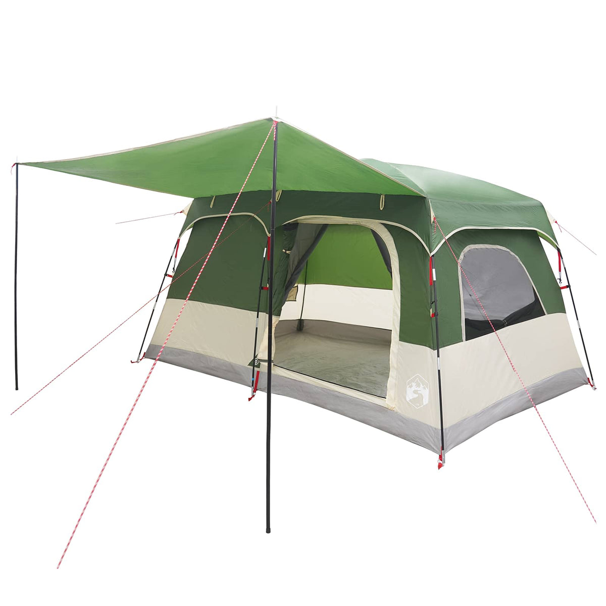 Obiteljski šator s krovom Zelena 380 x 260 x 190 cm Poliester