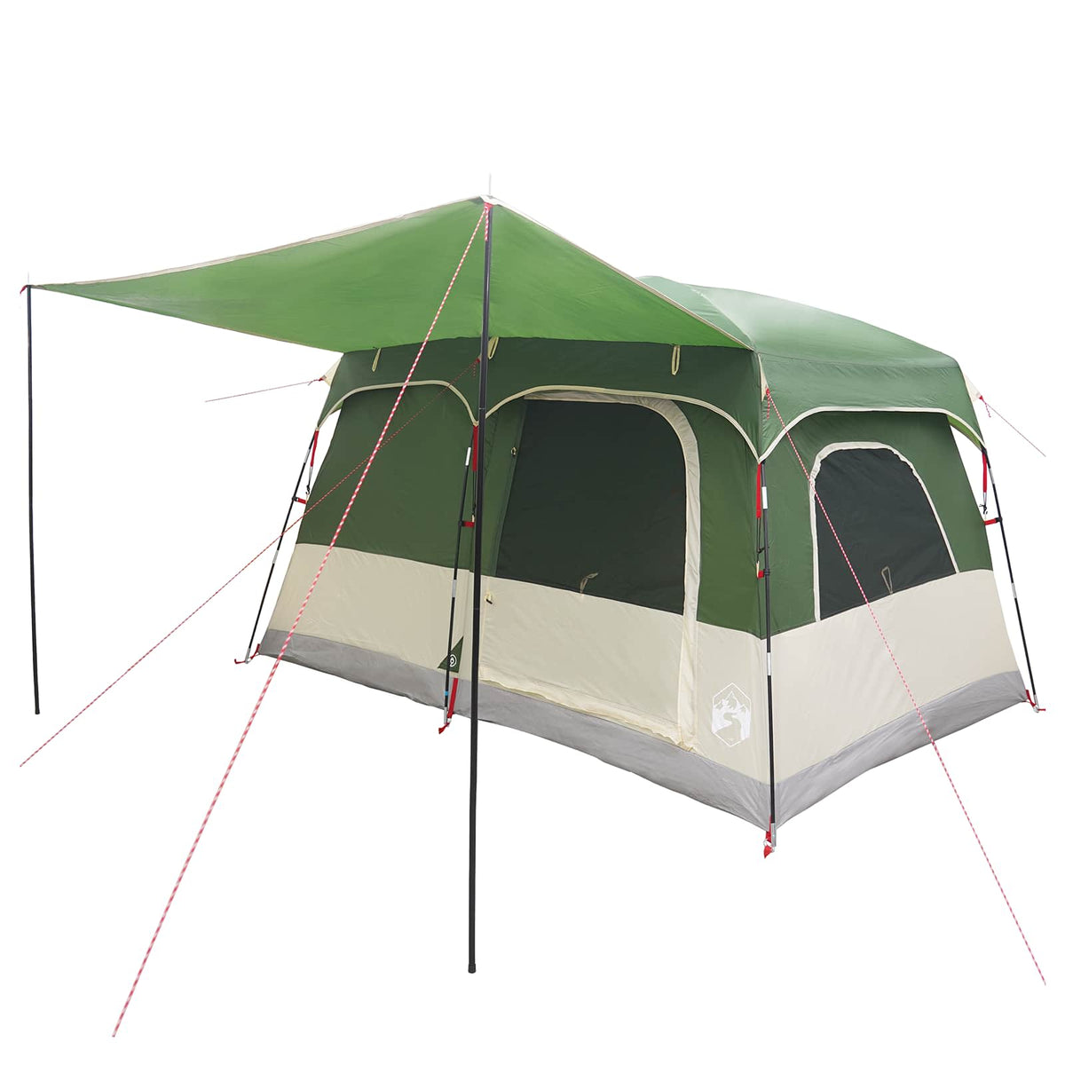 Obiteljski šator s krovom Zelena 380 x 260 x 190 cm Poliester