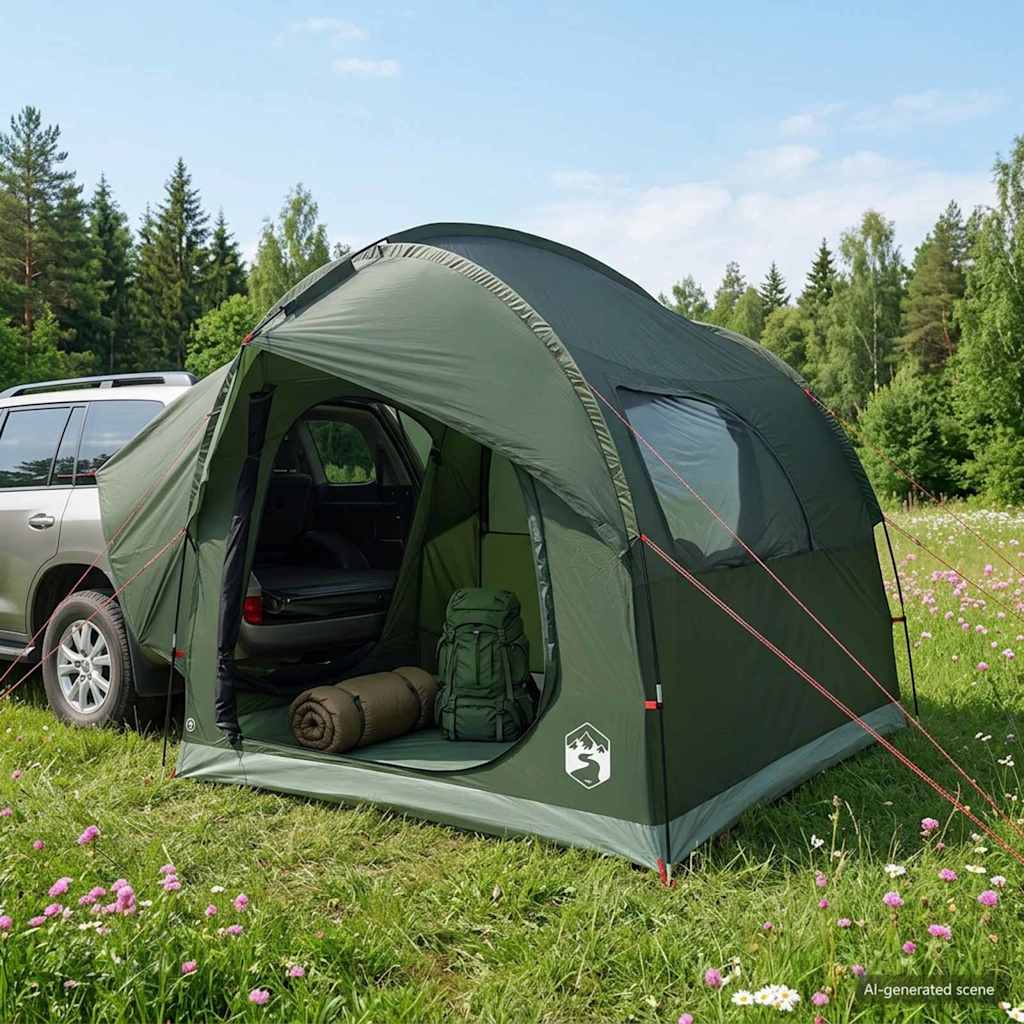 Šator za auto s krovom Maslinasto zelena 239 x 210 x 210 cm