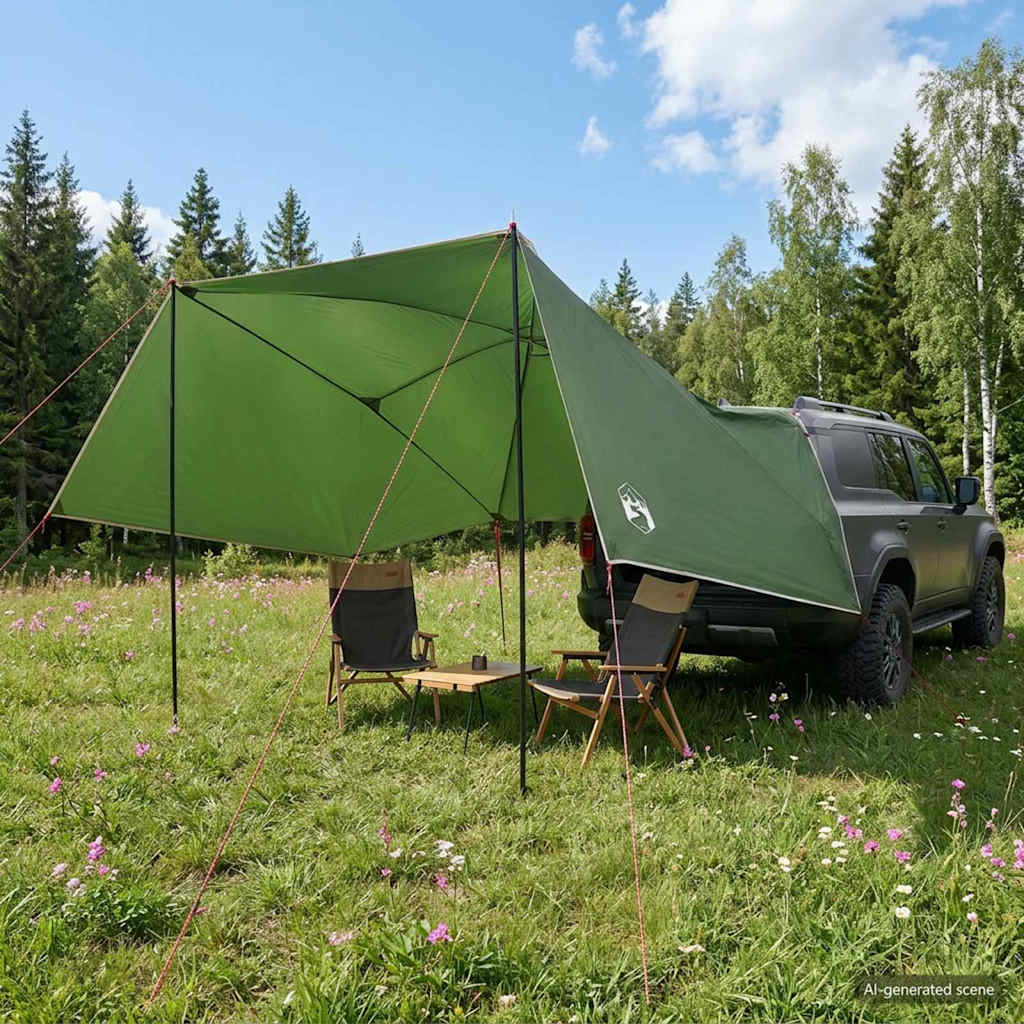 Šator za auto Zelena 308 x 215 x 220 cm Poliester i čelik