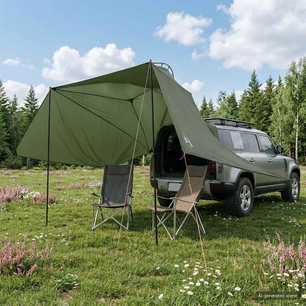 Šator za auto Maslinasto zelena 350 x 250 cm Poliester i čelik