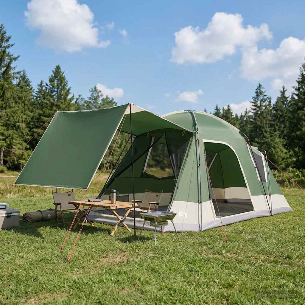 Kabinski šator s krovom Zelena 8 osoba Poliester i čelik