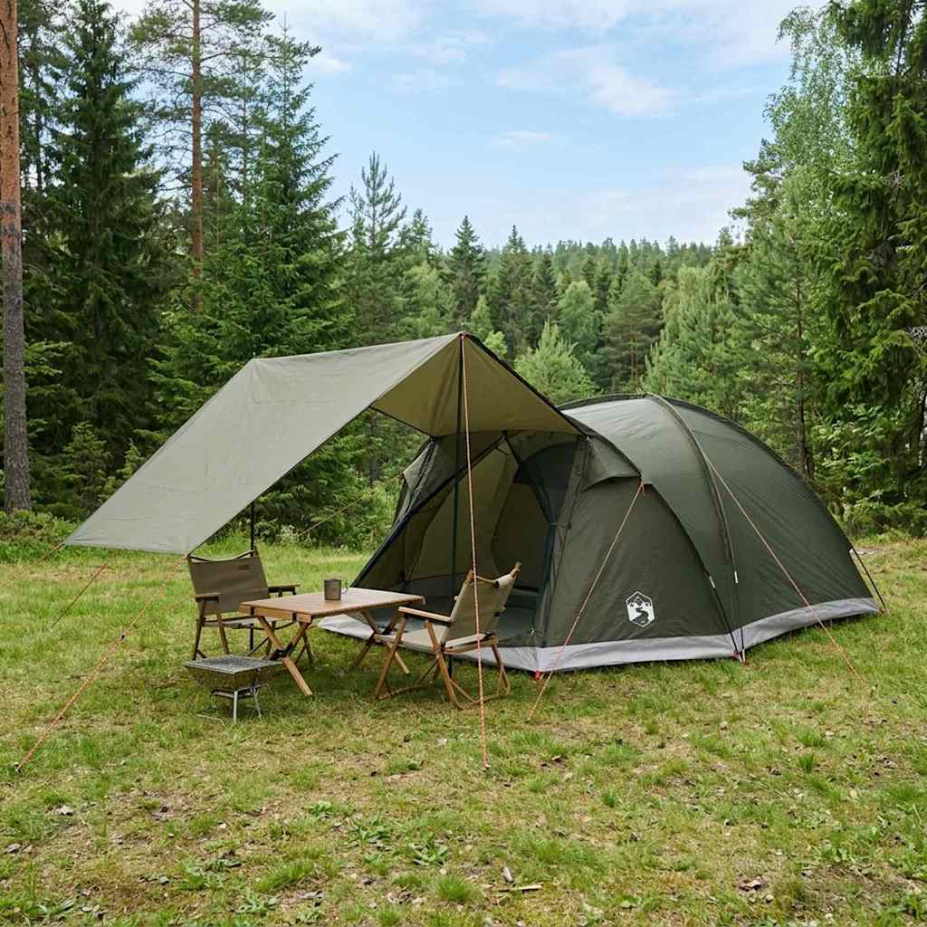 Kabinski šator s krovom Vojska zelena 6 osoba Poliester i čelik