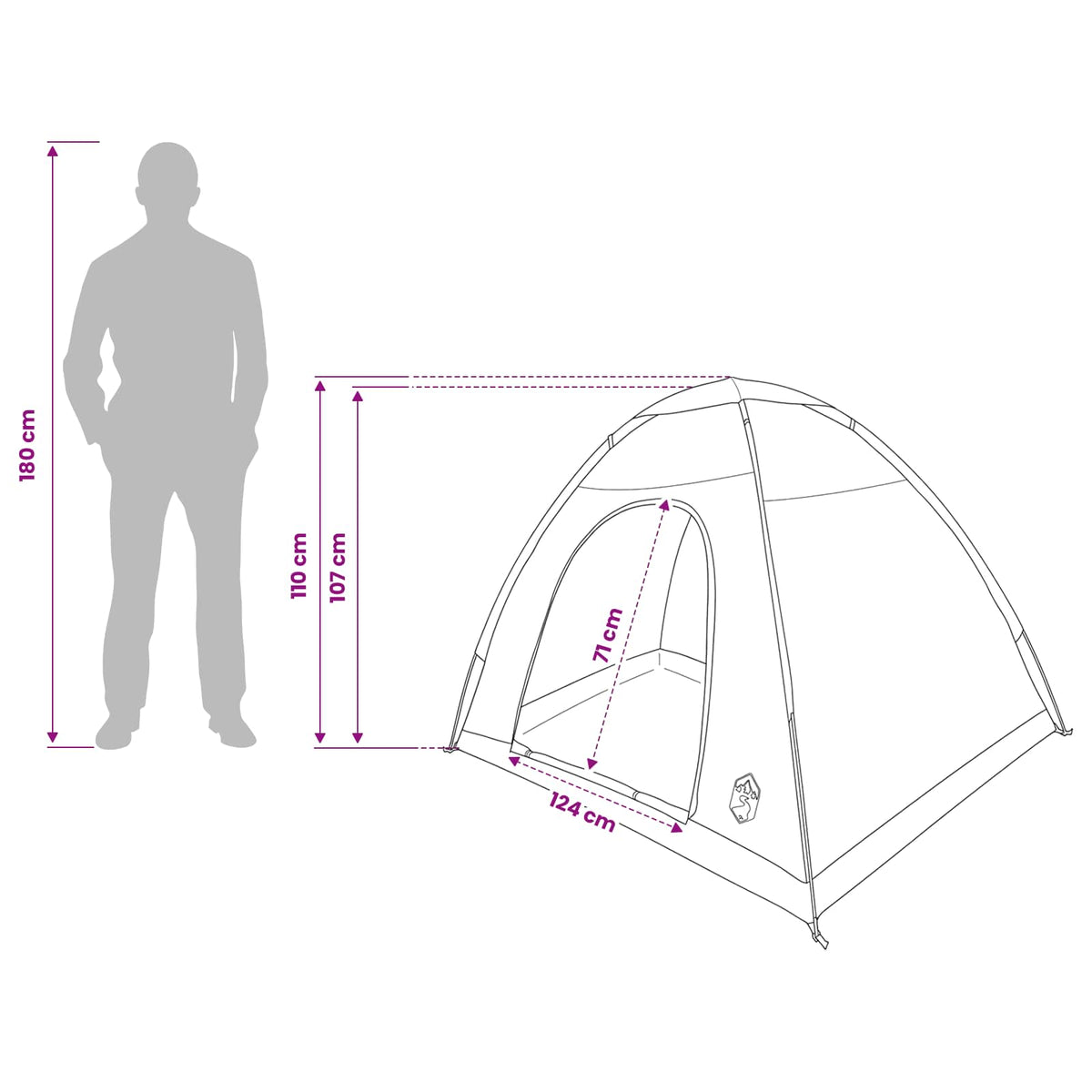 Kamping šator s krovom 185T Poliester s PU premazom