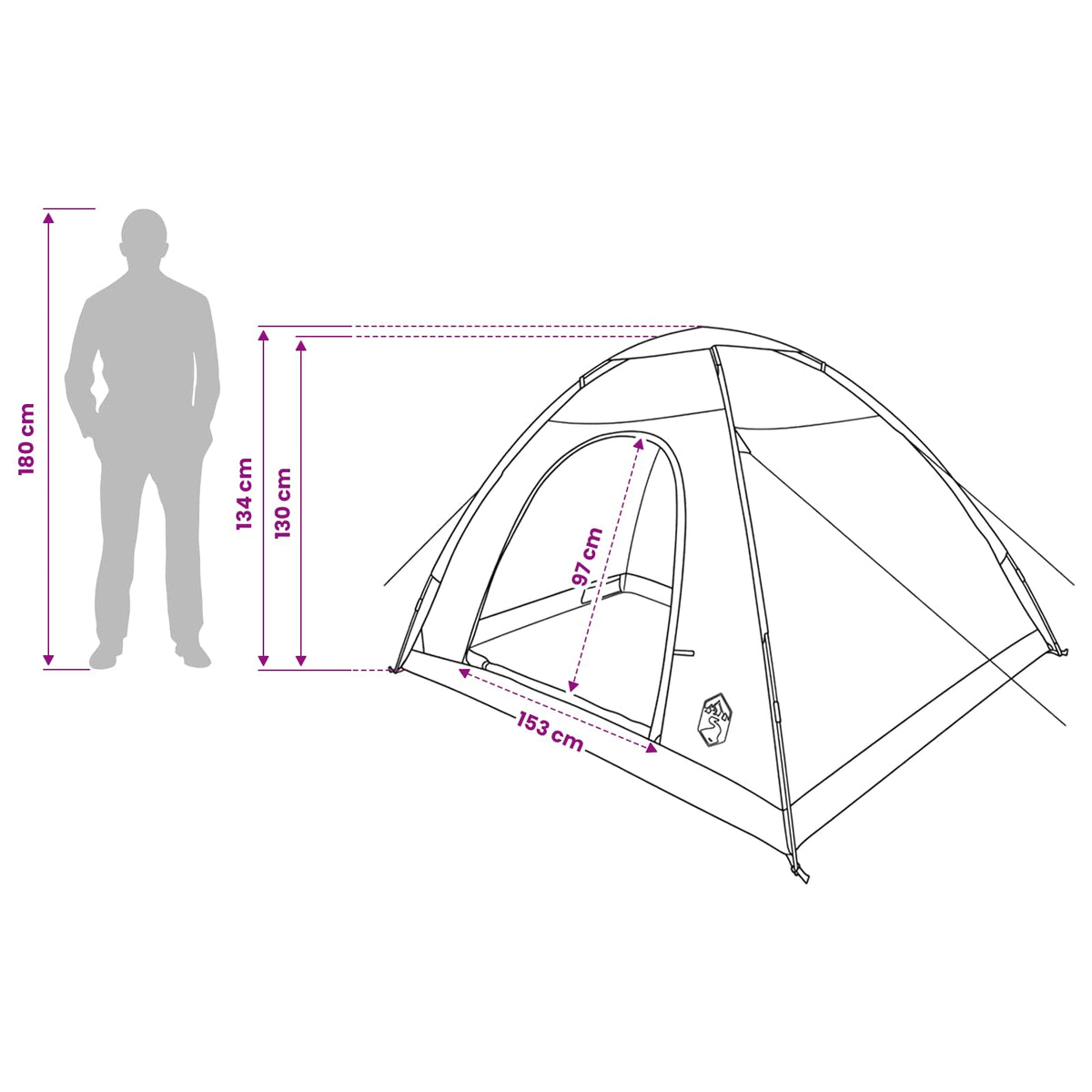 Kamping šator s krovom Zelena 275 x 215 x 125 cm