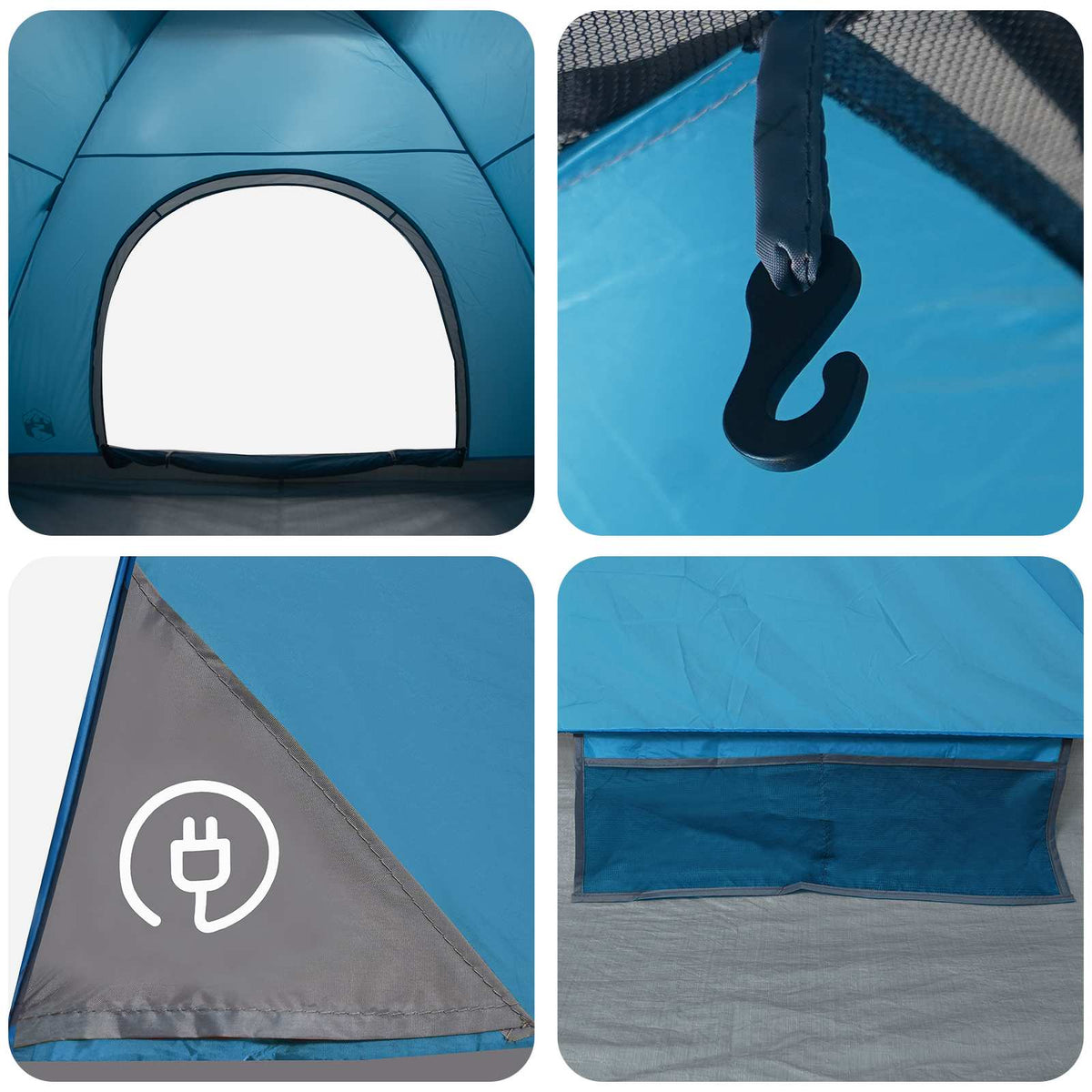 Kamping šator s krovom Plava 275 x 215 x 125 cm