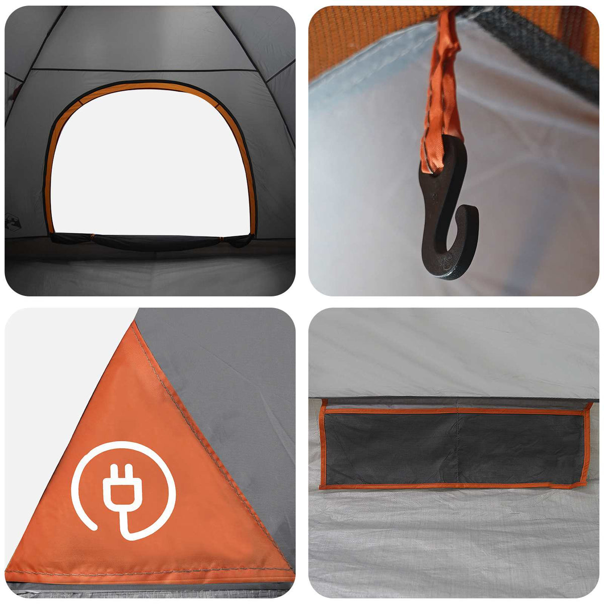 Kamping šator s krovom Siva i narančasta 275 x 215 x 125 cm