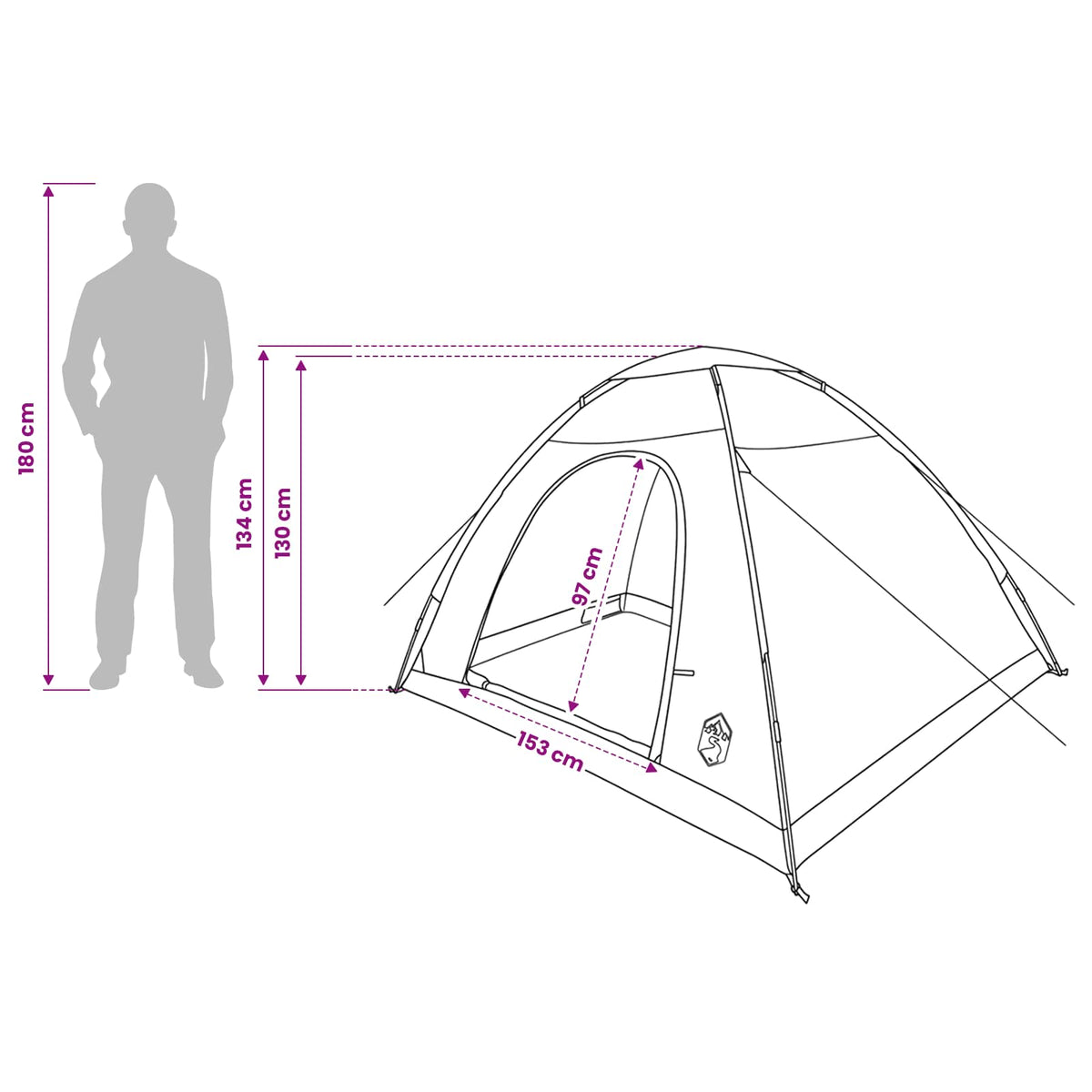 Kamping šator s krovom Bijeli Blackout 275 x 215 x 125 cm