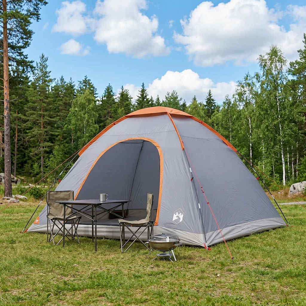 Kamping šator s krovom Siva i narančasta 335 x 275 x 180 cm