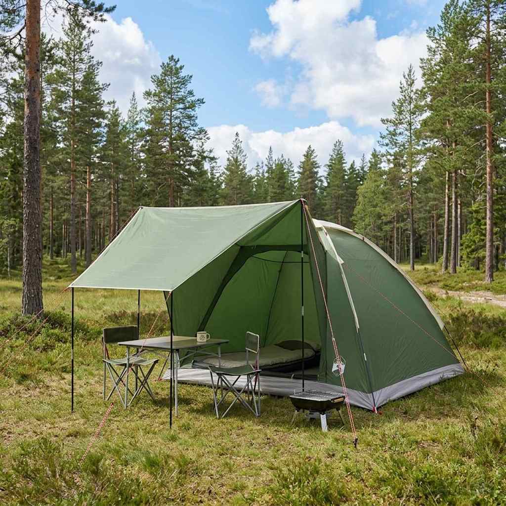 Kamping šator s krovom Zelena 4 osobe Poliester i čelik