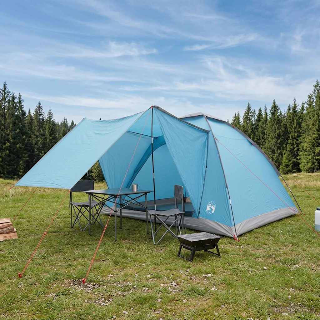 Kamping šator s krovom Plava 4 osobe Poliester i čelik