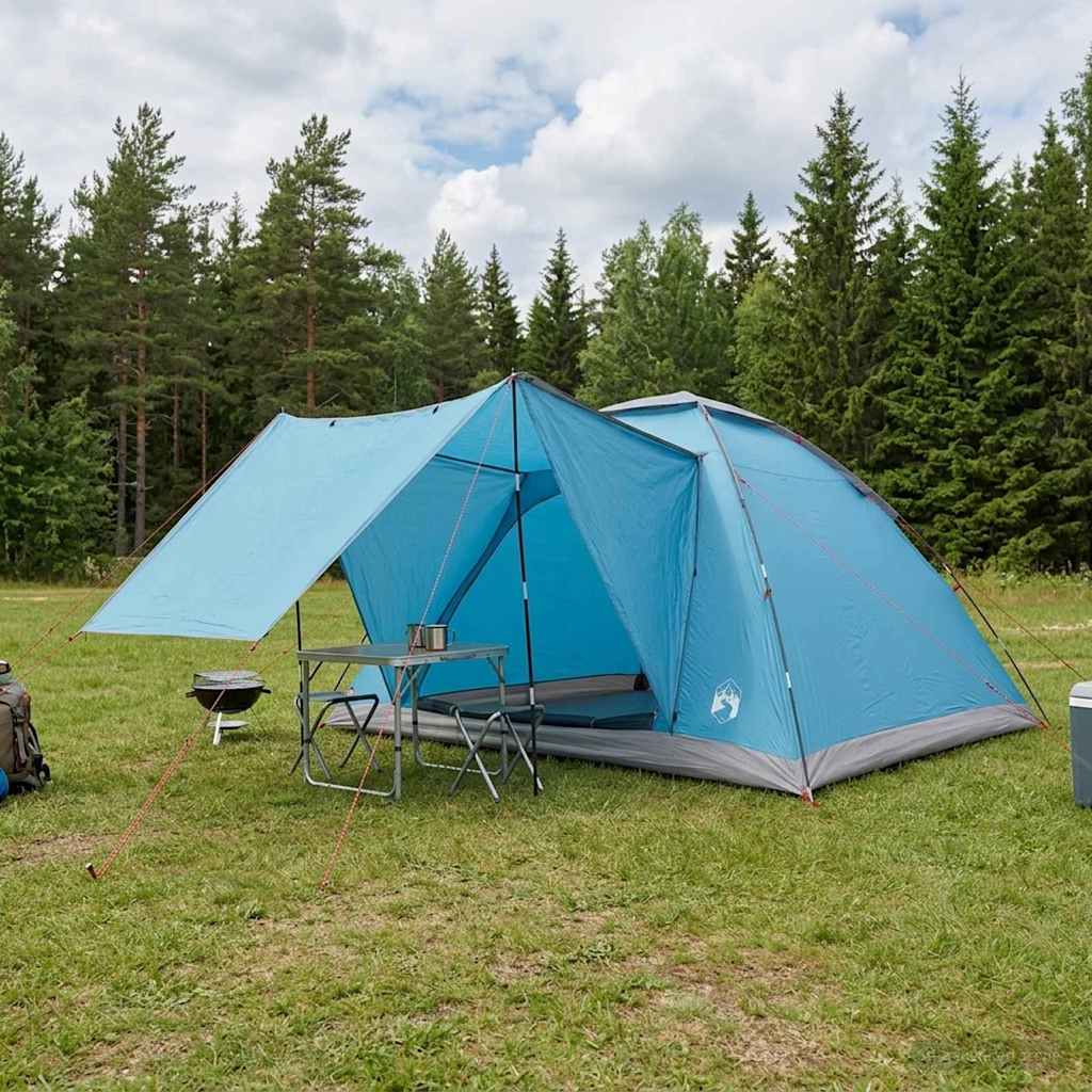 Kamping šator s krovom Plava 6 osoba Poliester i čelik
