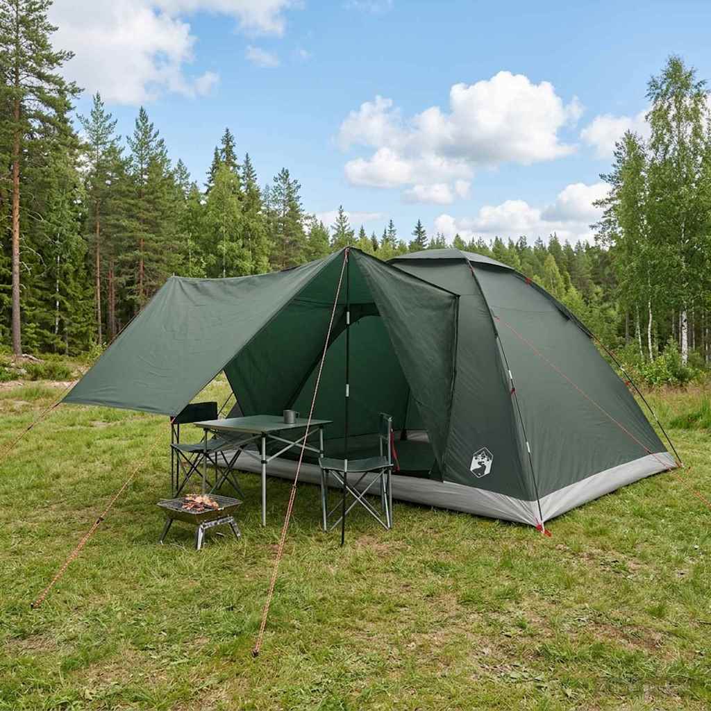 Kamping šator s krovom Maslinasto zelena 335 x 275 x 180 cm