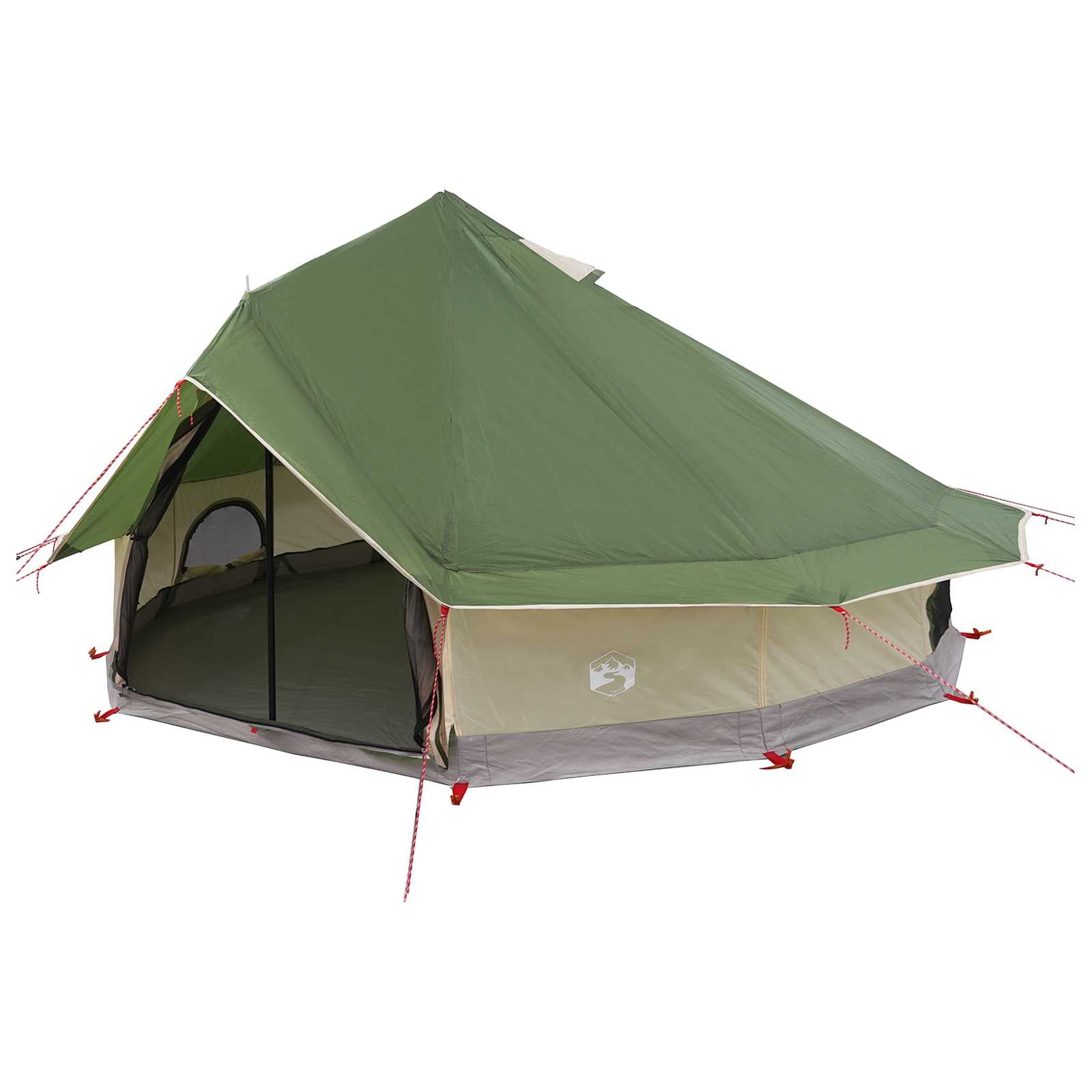 Tipi šator s krovom Zelena 700 x 700 x 395 cm Poliester i čelik