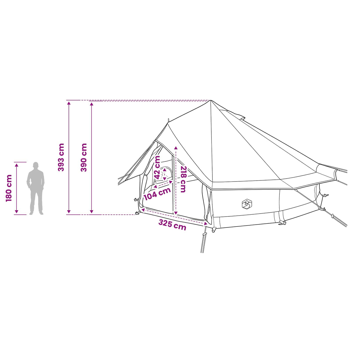 Tipi šator s krovom Maslinasto zelena 700 x 700 x 395 cm
