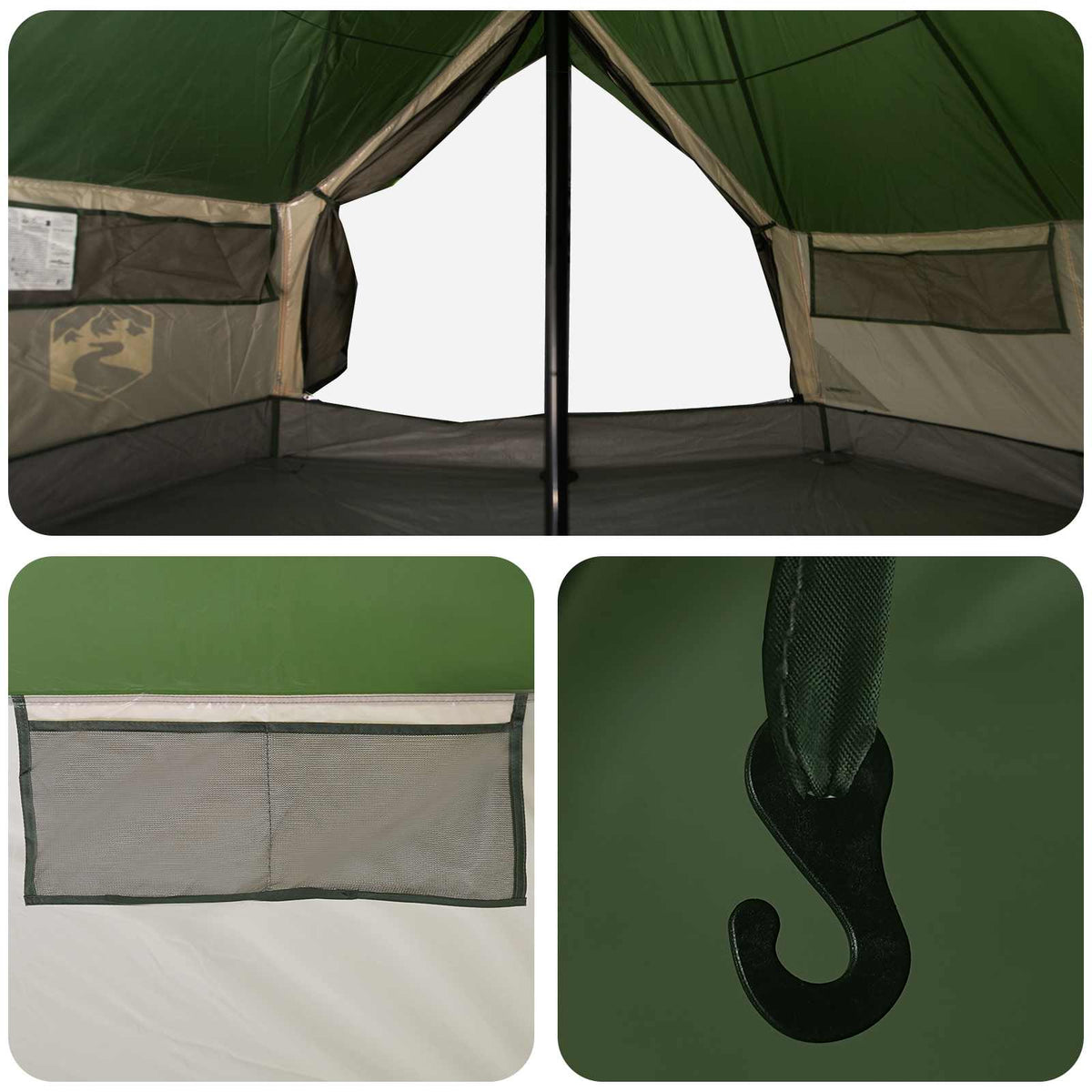 Tipi šator s krovom Zelena 800 x 800 x 430 cm Poliester i čelik