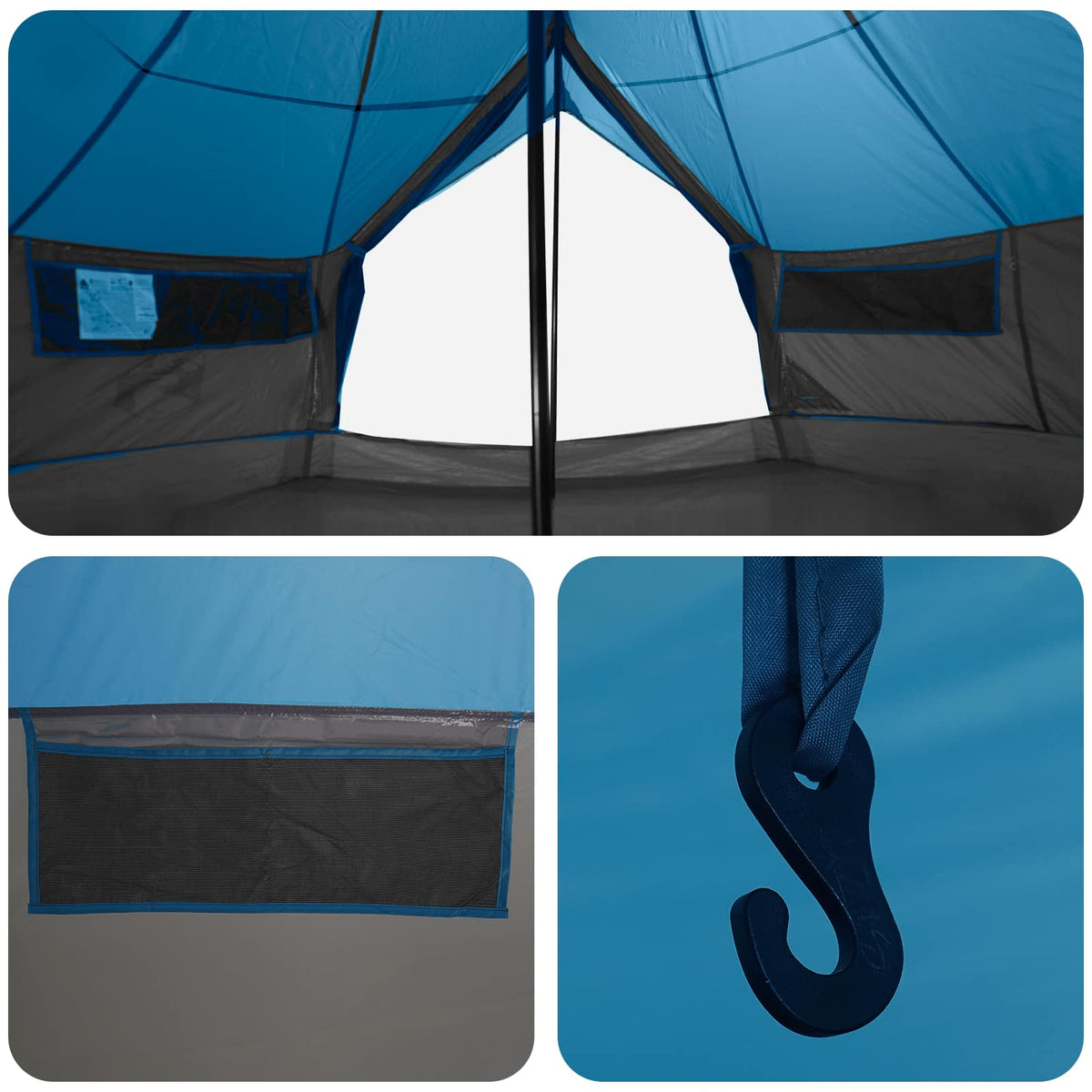 Tipi šator s krovom Plava 800 x 800 x 430 cm Poliester i čelik
