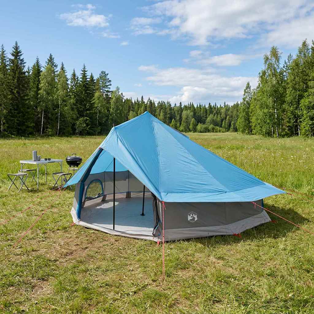 Tipi šator s krovom Plava 800 x 800 x 430 cm Poliester i čelik