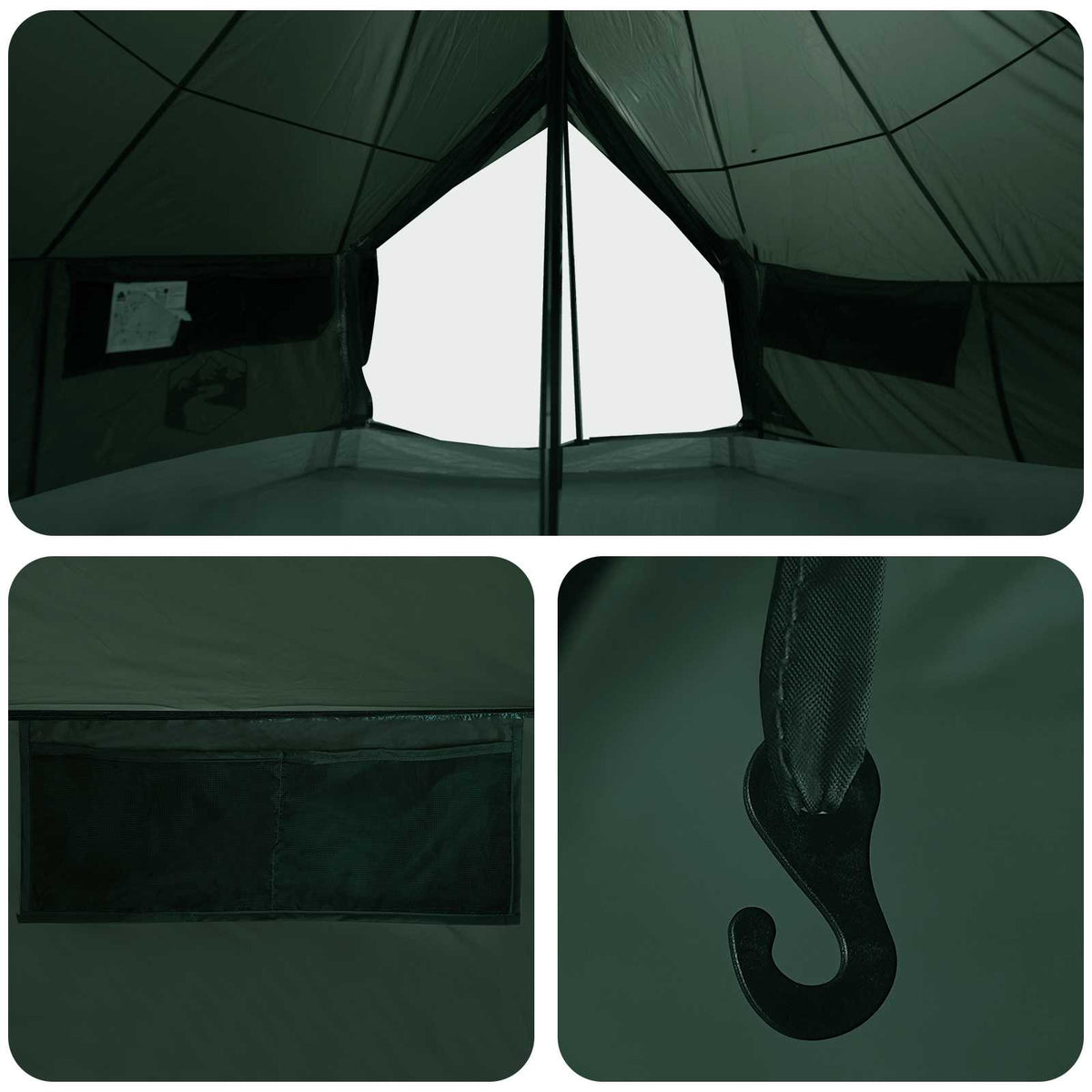 Tipi šator s krovom Maslinasto zelena 800 x 800 x 430 cm