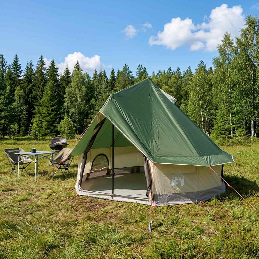 Tipi šator s krovom Zelena 250 x 250 cm Poliester i čelik