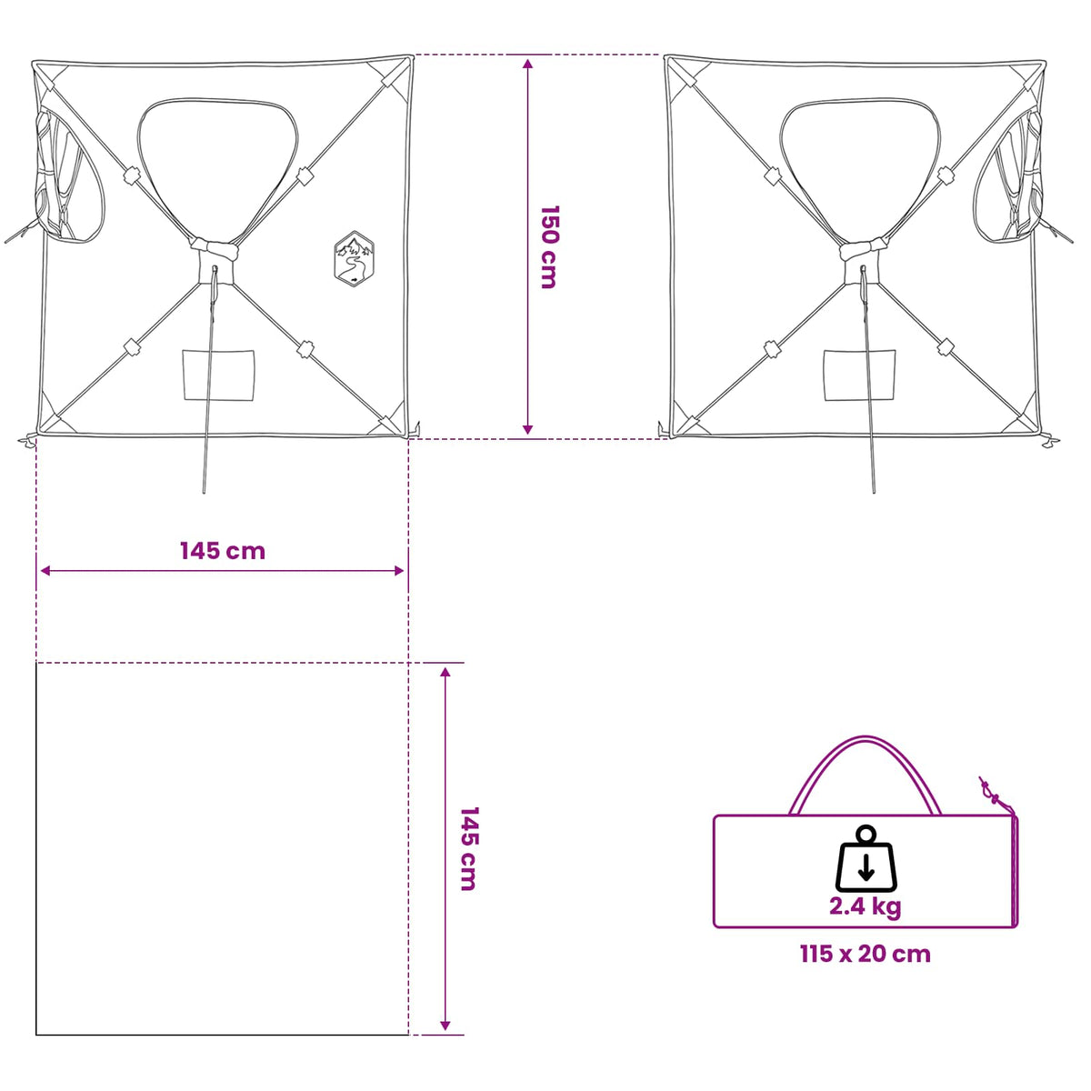 Lovni šator Maskirna 145 x 145 x 150 cm Poliester i čelik