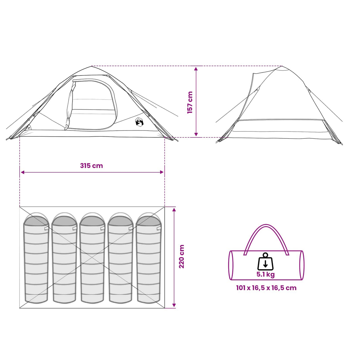 Instant šator s krovom Maslinastozelena 305 x 215 x 140 cm