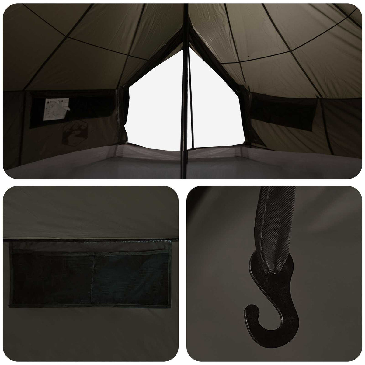 Tipi šator Smeđa siva 700 x 700 x 395 cm Poliester i čelik