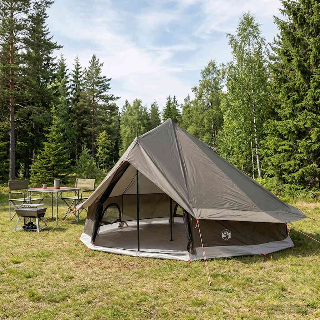 Tipi šator Smeđa siva 700 x 700 x 395 cm Poliester i čelik