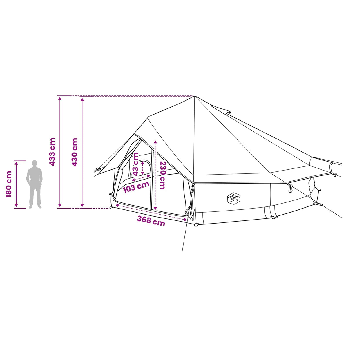 Tipi šator Smeđa siva 800 x 800 x 430 cm Poliester i čelik