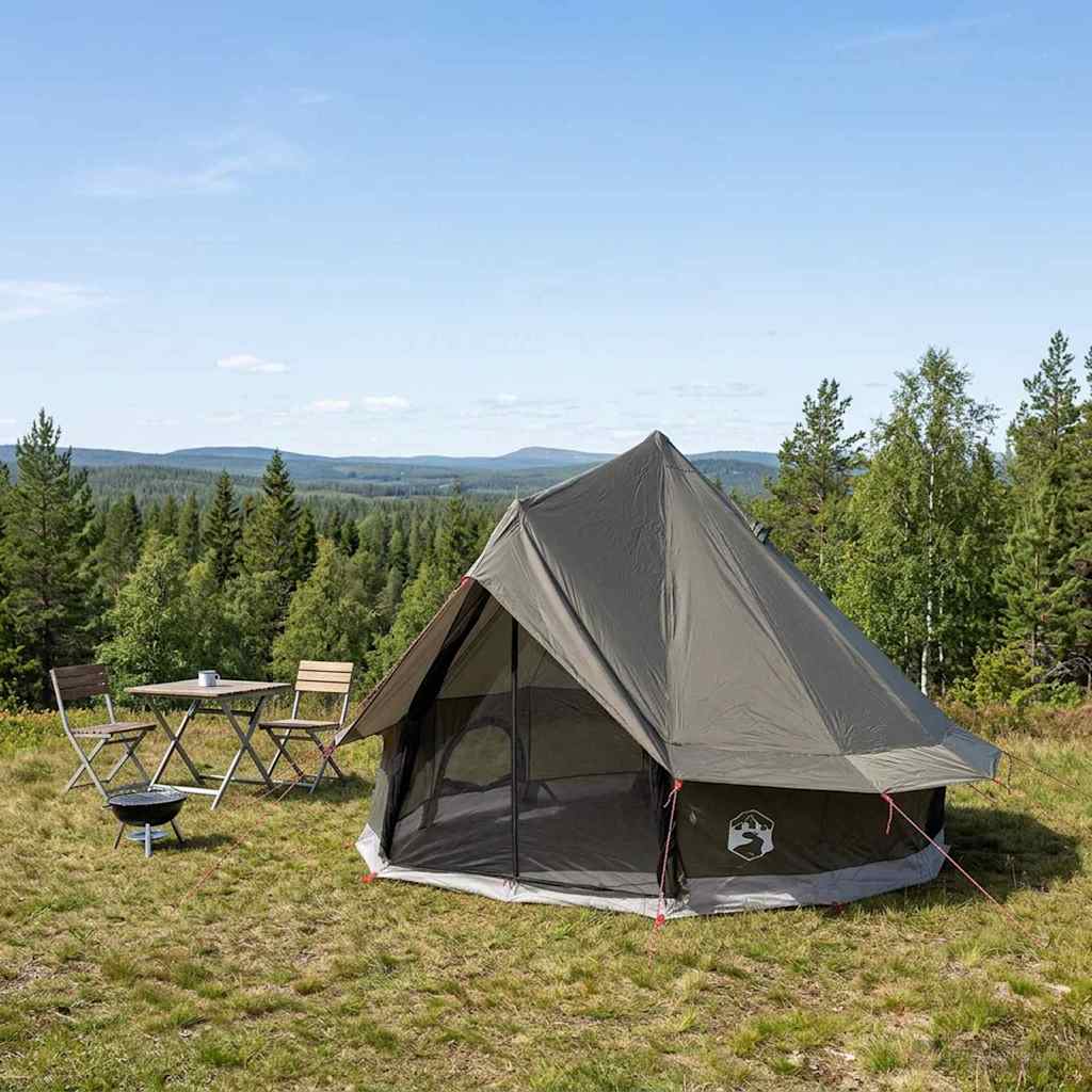 Tipi šator s krovom Smeđa siva 250 x 250 cm Poliester i čelik