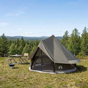 Tipi šator s krovom Smeđa siva 250 x 250 cm Poliester i čelik