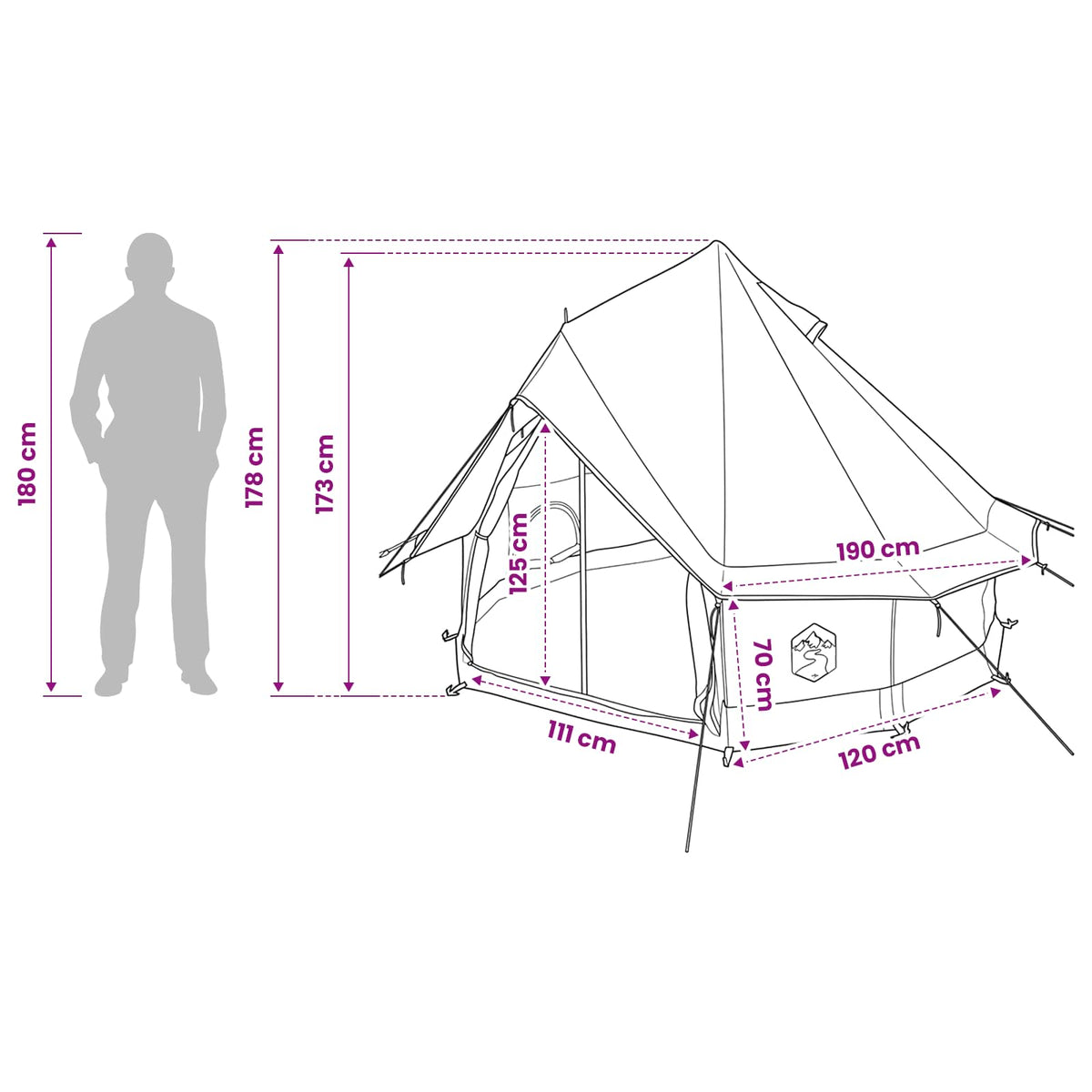Tipi šator s krovom Smeđa siva 250 x 250 cm Poliester i čelik