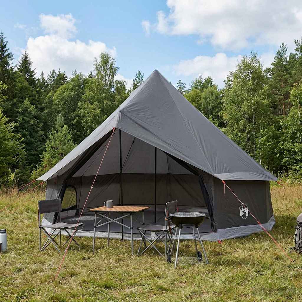 Tipi šator Smeđa siva 300 x 300 x 200 cm Poliester i čelik