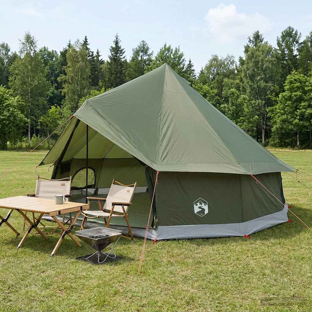 Tipi šator s krovom Maslinastozelena 400 x 400 x 250 cm