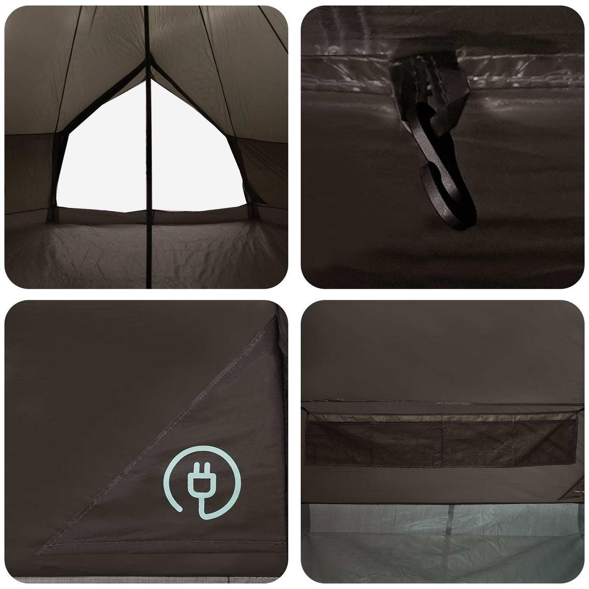 Tipi šator Smeđa siva 400 x 400 x 250 cm Poliester i čelik