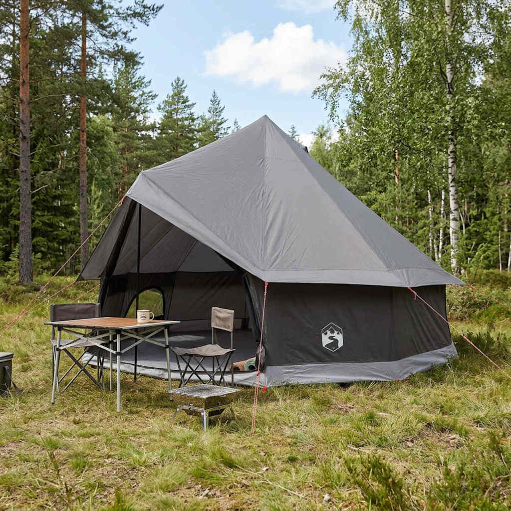 Tipi šator Smeđa siva 400 x 400 x 250 cm Poliester i čelik